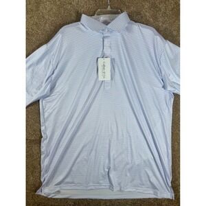Collars & Co Mens Featherweight Relaxed XXL Blue Stripe Polo Golf Shirt NWT